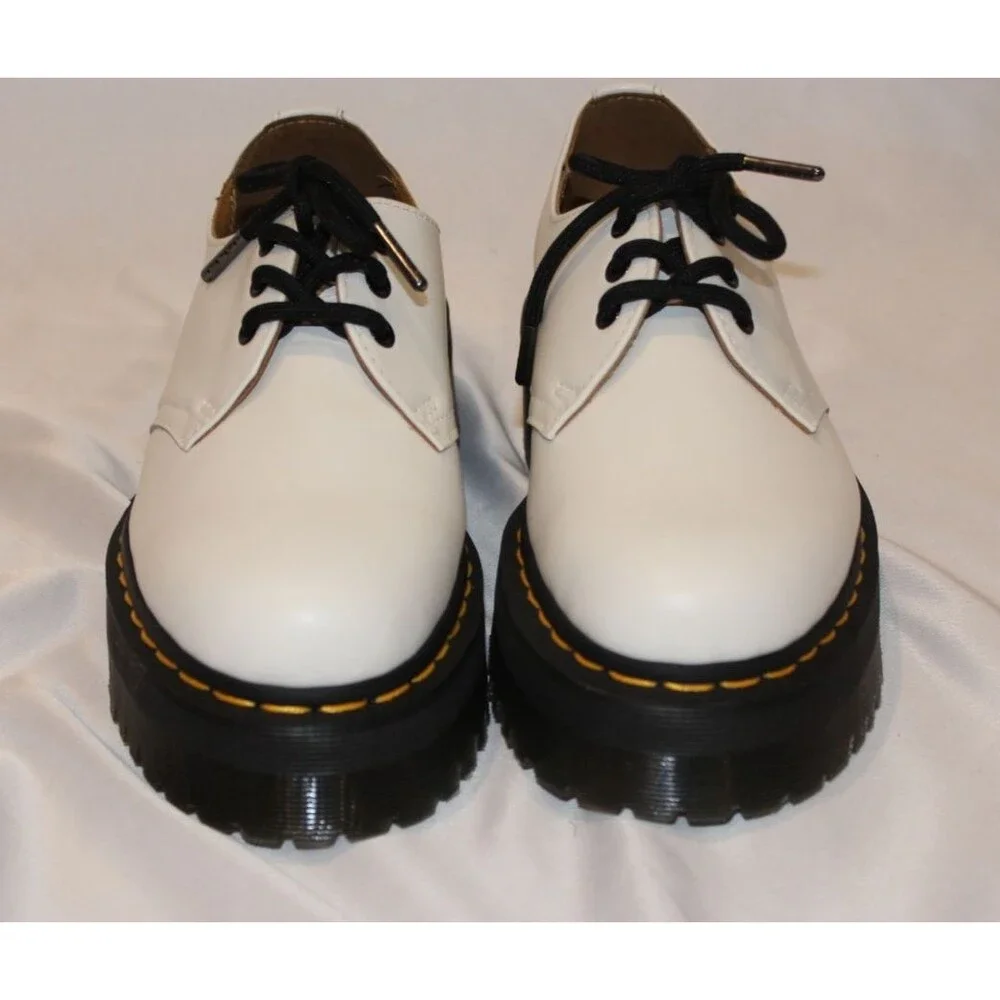 NIB DR‎ MARTENS Women's 1461 Quad Smooth Leather Platform Oxfords White Sz 7 NIB